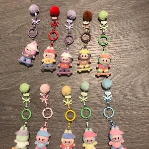 SET OF 10 - Pop Mart Style Plush Skateboard Charms - Kawaii Bag Accessories